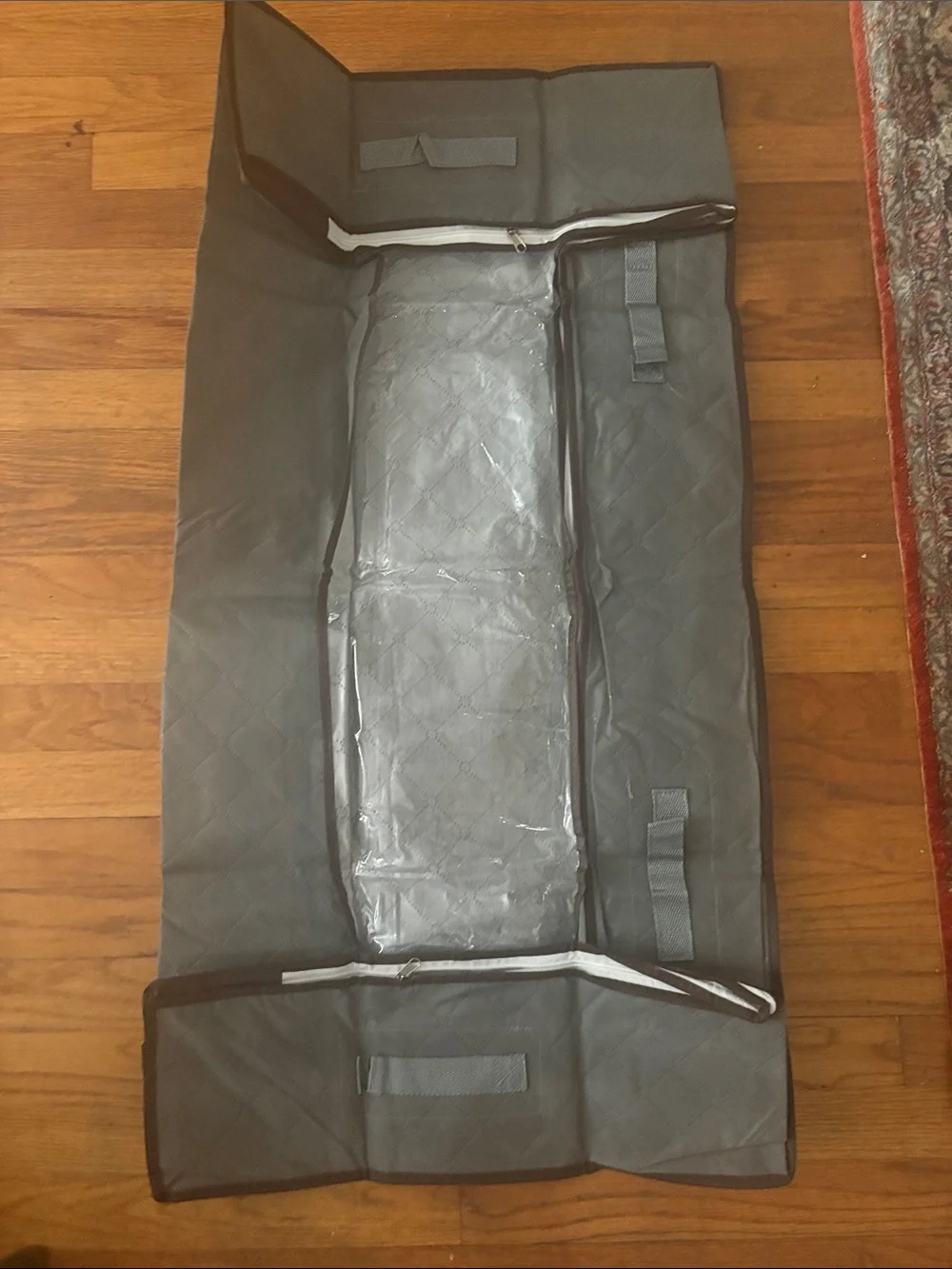 Gray storage bag with Clear Center Panel and handles - Unbranded